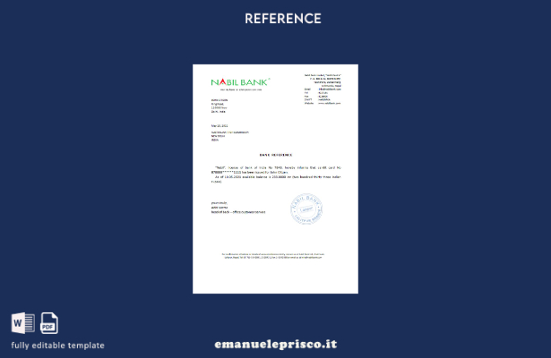 modello di riferimento bancario India Nabil in stile verificato